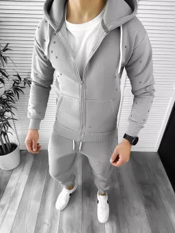 Trening barbati slim fit gri Pantaloni + Hanorac K023 Z14 Trening barbati slim fit gri Pantaloni + Hanorac K023 Z14